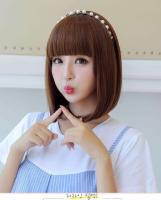 miss fashion Korean wig bobo short hair buckle micro-roll（brown）