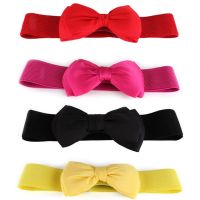 【cw】 New WomenCummerbunds Elastic Bow Wide Stretch Bukle Waistband12 Colors Fashion GirlAccessories Waist Belts