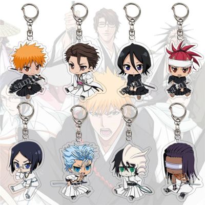 Japan Anime Bleach Cosplay Keychain For Men Women Pendant Keyring Cartoon Print Acrylic Key Chain Ring Jewelry Wholesale Gift