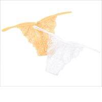 Annebra กางเกงใน ทรงจีสตริง ผ้าลูกไม้ G-String Panty รุ่น AU3-827 สวมใส่สบาย สีขาว,สีมัสตาร์ด