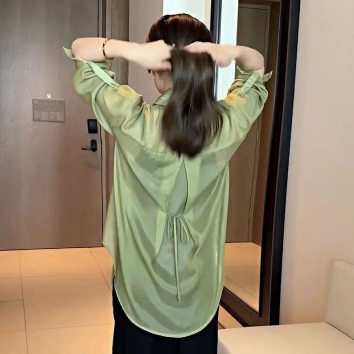 เสื้อกันแดดแขนยาวชีฟองขนาดใหญ่-ins-สำหรับผู้หญิงเสื้อหลวมโอเวอร์ไซส์สไตล์เกาหลี