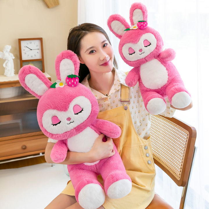 hot-ใหม่-strawberry-sleeping-rabbit-ของเล่นตุ๊กตากระต่ายน่ารักตุ๊กตาหมีของขวัญวันวาเลนไทน์