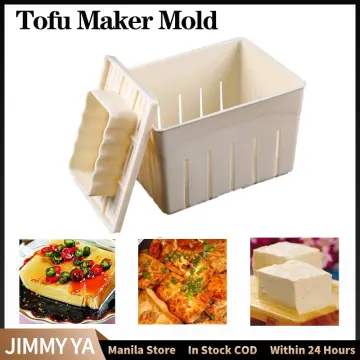 Kitchen Plastic Rectangle Handmade Press Maker Tofu Mold Cutter Box Case White