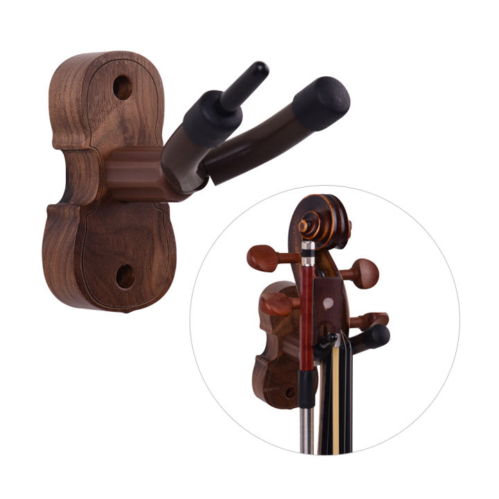 wall-mount-ไวโอลิน-fiddle-viola-hanger-hook-keeper-พร้อมที่วางโบว์เบาะยางฐานไม้