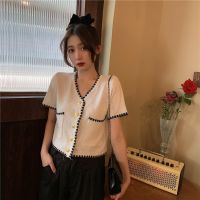 [Real Photo] Knit Women Summer French R Short Sleeve Korean Top