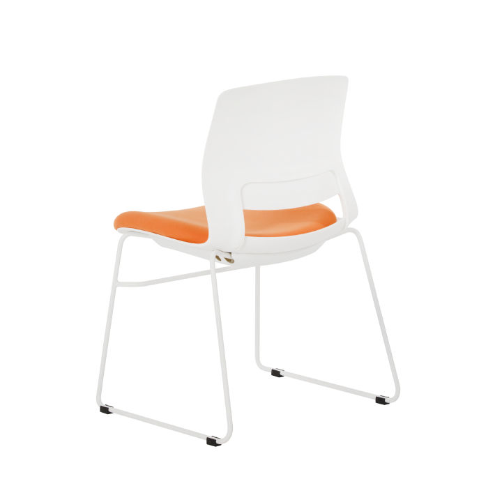 modernform-เก้าอี้สัมมนา-เก้าอี้อเนกประสงค์-รุ่น-esn-ขาu-สีขาว-เฟรมพลาสติกสีขาว-เบาะหุ้มผ้าสีส้ม