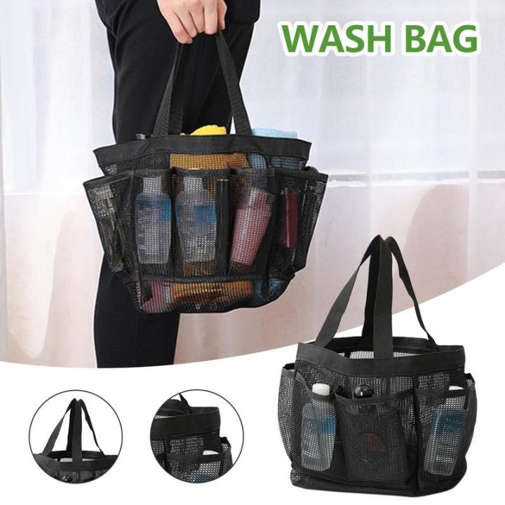 Mesh Shower Caddy Bag, Portable Basket Organizer with Key Hook for