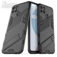 Armor Shockproof Phone Case For real me Realme C21Y C25y C15 C12 Casing Stand Holder Bracket Hard Protection Back Cover