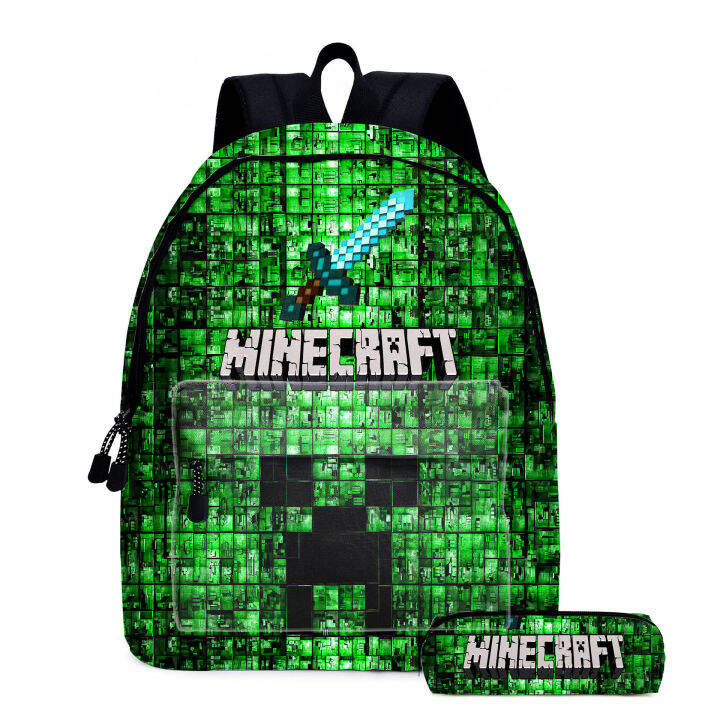 in-stock-ข้ามพรมแดนใหม่-minecraft-minecraft-กระเป๋านักเรียนสำหรับนักเรียนชั้นประถมและมัธยมต้นกระเป๋าเป้เด็กกระเป๋าเป้สะพายหลังการ์ตูนอะนิเมะ