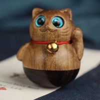 Wood carving golden tumbler does fall lucky cat boxwood crafts ornaments creative desk hand pieces to play hot style
