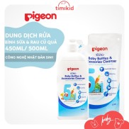 Nước rửa bình sữa và rau củ quả Pigeon eco 5 trong 1 chai 500ml, túi 450ml