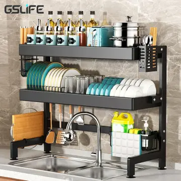 Hot Sale 2 Tier Kitchen Storage Organizer Over The Sink Dish Drainer Rack Over  Sink Dish Drying Rack