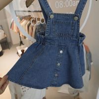 2022 Girls Kids Denim Dress Buttons Pocket Sling Dresses For Girl Children Costume Robe Fille Clothes  by Hs2023