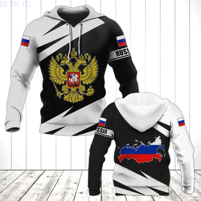 New Russian National Logo 3d Hoodie Mens Sweater 2023 New Flag of Russia Printed Hoodie Harajuku Street Sweatshirt popular