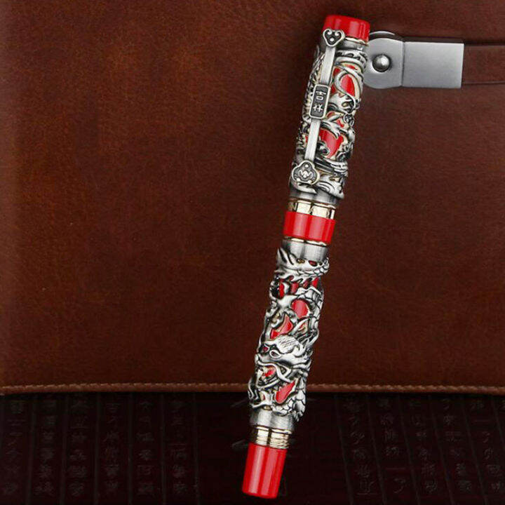 jinhao-noblest-dragon-and-phoenix-red-and-grey-fountain-pen-crystal