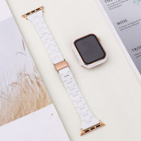 สายเรซิ่น + นาฬิกากระจกเทมเปอร์สายเคสสำหรับ Apple Watch 44Mm 40Mm 38Mm 42Mm สร้อยข้อมือสำหรับ I Watch 7 8 49Mm 45Mm 41Mm 6 SE Series 5 4 3 2 1สายนาฬิกาผู้หญิง