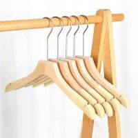 5pcs Flocking Wood Hanger Lightweight Non-Slip Clothing Hanging Natural Rack Clothing Store for Closet Clothes Support FB