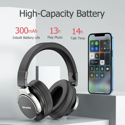 Awei A710BL ANC Active Noise Canceling Headphones Bluetooth With Hi-Res Audio Over Ear Wireless Gaming Headset With Microphone