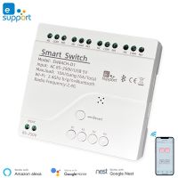 ﺴ eWelink 4 Channel Smart WiFi 85-250V Switch Free APP Remote Control Bluetooth Inching Self-lock Inter-lockWorks with Alexa