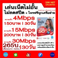 ซิมเทพ True เล่นเน็ตไม่อั้น ไม่ลดสปีด+โทรฟรีทุกเครือข่าย ความเร็ว 4Mbps(เดือน150฿),15Mbps(เดือน200฿),20Mbps(เดือน300฿),30Mbps(เดือน265฿)