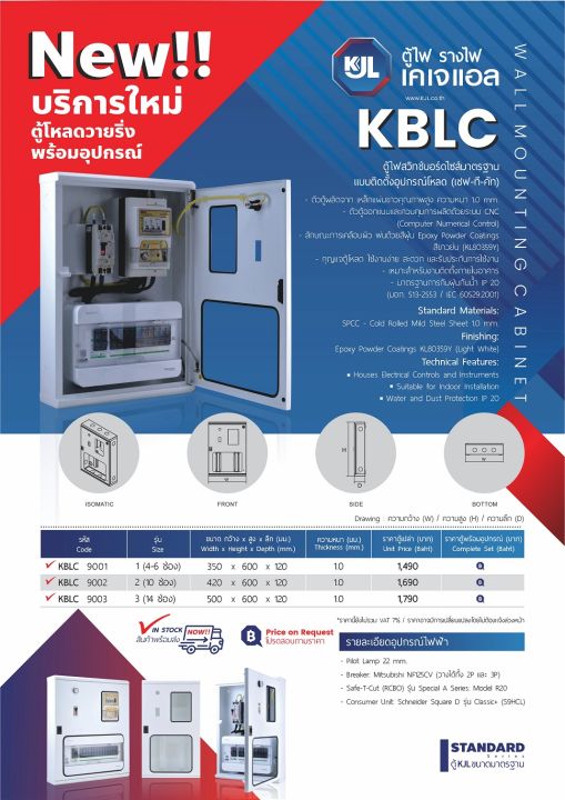 kblc-ตู้ไฟสวิทช์บอร์ดไซส์มาตรฐานแบบติดตั้งอุปกรณ์โหลด-เซฟ-ที-คัท