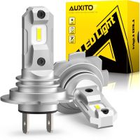 AUXITO 2X H7ไร้พัดลมไฟฉายคาดศีรษะไฟ LED ขนาดเล็กไร้สาย12000LM หลอดไฟไฟหน้ารถมอเตอร์ไซค์แบบ LED รถยนต์ H7 CSP LED Chips 6500K สีขาว12V