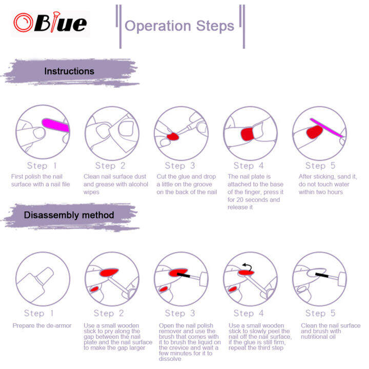 OBlue Black Rose False Nails French Long Press On Nails Elegant