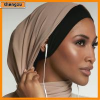 SHENGZU สำหรับ hijabs พร้อมส่ง อุปกรณ์เสริมเสริม ฮิญาบของผู้หญิง ใต้ฝามีรูหู หมวกคลุมฮิญาบ หมวกผ้าพันคออิสลาม