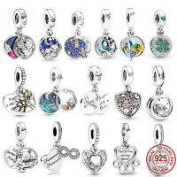 เงินแท้ 925 เครื่องประดับของขวัญ Four Leaf, Forever Sisters &amp; Friends Double Dangle Charm Bead Fit สร้อยข้อมือ Pandora เดิม-Souyine