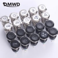 19mm Alumina Brass Aluminum Plating Metal  Led Light Logo Customizable Car Speaker Horn Button Switch 12V Annular Reset  Power Points  Switches Savers