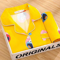 2021 Pajamas Set Female Spring Summer Pijamas for Women Casual Fold-Down Cardigan Long Sleeve Large Size Cartoon Nightshirt Girl