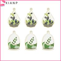 XIANP 20PCS ใบดอกไม้ใบไม้ จี้เครื่องรางรูปกระถางกระบองเพชร มี2สไตล์ โลหะผสมอัลลอยด์ เครื่องประดับเสน่ห์ตกแต่ง ดีไอวาย ดอกไม้ใบไม้เคลือบห้อยเสน่ห์ สำหรับต่างหูสร้อยคอ