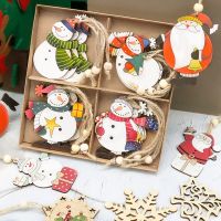 12PCS Wooden Christmas Ornaments Hanging Pendants Christmas Tree Decoration for Home New Year 2022 2021 Chirstmas Gift Wood Chip