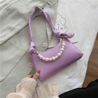 High-Grade French Non-Mainstream Underarm Bag Womens All-match Pearl Portable Popular One-Shoulder Baguette Bag