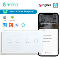 BSEED Zigbee Double 2Gang Touch Switches 123Way Glass Sensor Switches Tuya Smart Life Assistant Alexa Voice Control