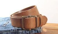 2021Luxury handmade retro casual classic buckle denim style cowhide copper buckle mens belt vintage belt 100 genuine leather