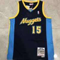 เสื้อถักลายของแท้สำหรับผู้ชาย Denver Nuggets อัลเลนไอเวอร์สัน Mitchell Ness Ness สีดำคลาสสิก2006-07