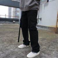 CODpz119nb American High Street Hip-hop Streamer Pocket Functional Cargo Pants Men Couple Fashion Casual All-match Long Kargo Pants Man Seluar Salck Lelaki