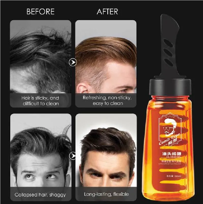 Ready Stock] Hair Setting Gel with Dip Comb Men Hair Care Styling Wax  Solution Long lasting