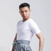 เสื้อแขนสั้นชาย Latin Dance ผ้าสำหรับชาย Ballroom Dance Samba Rumba Stage Performance Dancewear NY63 7126