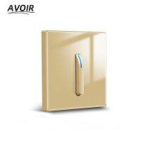 №✜♚ Avoir Wall Light Switch Crystal Glass Panel Golden Sockets and Switches Piano Key Model Design General Standard 1/2/3/4Gang