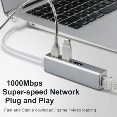 OFCCOM USB 3.0 Hub Gigabit Ethernet Network Adapter+3 Port Hub USB 3.0 To RJ45 0M Lan Card For Windows