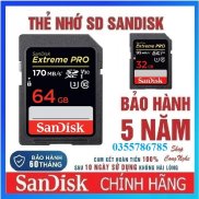 Thẻ nhớ SD Extreme Pro Sandisk 128GB 64GB 32GB 16GB upto 170MB s