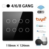 4x4 Brazil Tuya WiFi Smart Switch AC 110-220V Touch Panel 4/6/8 Gang Light Switch APP Control work with Alexa Google Home Power Points  Switches Saver