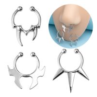 1-3pcs Fake Clip on Nose Rings Hoop Septum Non Piercing Nose Cuff Stainless Steel Horseshoe Punk for Men Women Body Jewelry Body jewellery