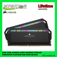 RAM (หน่วยความจำ) 32GB (16GBx2) DDR5 5600MHz CORSAIR DOMINATOR PLATINUM RGB DDR5 (BLACK) (CMT32GX5M2X5600C36)