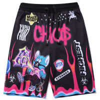 Aolamegs Shorts Men Hip Hop Cartoon Colorful Graffiti Print Casual Shorts High Street Summer Bermuda Knee-length Sweatpants Men