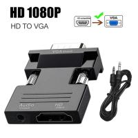 【YF】 RYRA 1080P HD VGA To HDMI-compatible Adapter With 3.5mm Audio Cable HDTV Projector Video Converter For PC Laptop