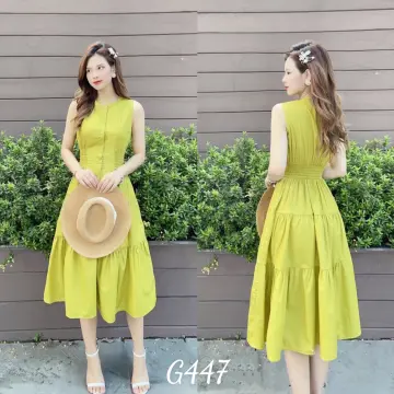 Đầm xòe bo chun eo vai phối nơ KK112-11 | Thời trang công sở K&K Fashion