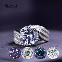 925เงิน Oringal 5กะรัตทดสอบผ่านสีชมพู D สีร้อยดอกไม้ Moissanite แหวน